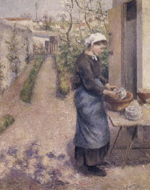 Camille Pissarro Woman washing dishes Germany oil painting art
